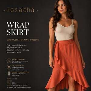 rosa chá Coral Ruffled Wrap Midi Skirt